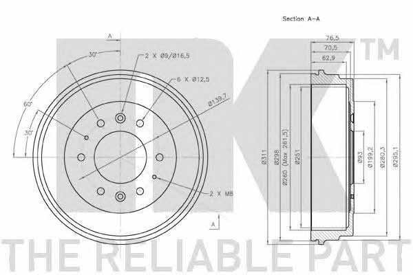 NK 253216 Rear brake drum 253216: Buy near me at 2407.PL in Poland at an Affordable price!