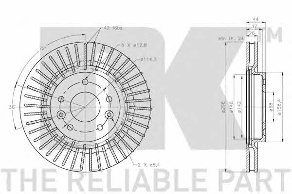 NK 312290 Front brake disc ventilated 312290: Buy near me in Poland at 2407.PL - Good price!