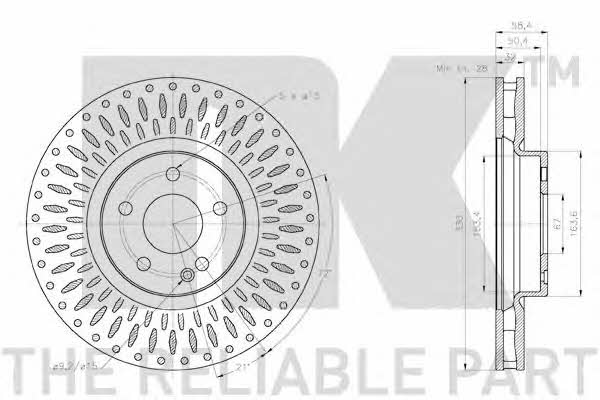 NK 3133129 Front brake disc ventilated 3133129: Buy near me in Poland at 2407.PL - Good price!