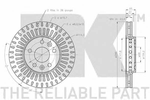 NK 313678 Front brake disc ventilated 313678: Buy near me in Poland at 2407.PL - Good price!
