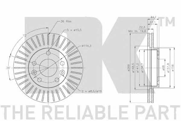 NK 3139102 Innenbelüftete Bremsscheibe vorne 3139102: Kaufen Sie zu einem guten Preis in Polen bei 2407.PL!