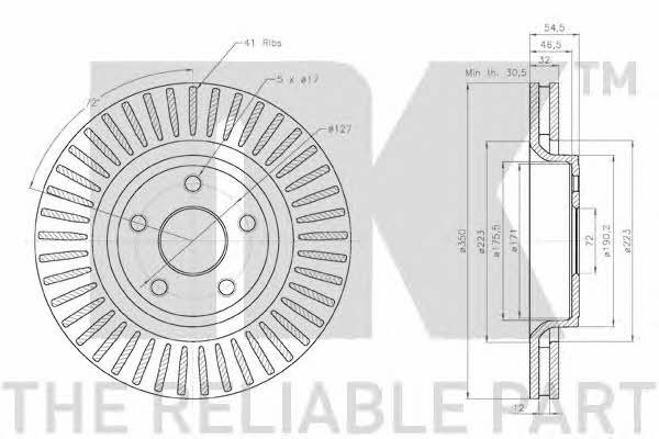 NK 319335 Front brake disc ventilated 319335: Buy near me in Poland at 2407.PL - Good price!