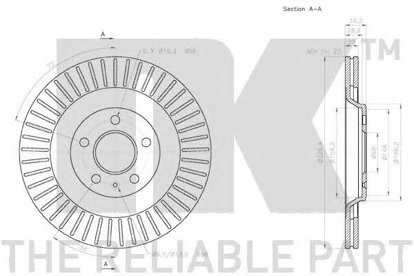 NK 2047130 Rear ventilated brake disc 2047130: Buy near me in Poland at 2407.PL - Good price!