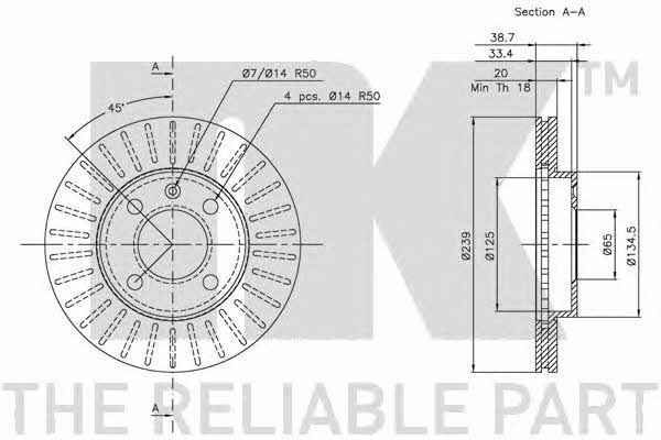 NK 204724 Front brake disc ventilated 204724: Buy near me in Poland at 2407.PL - Good price!