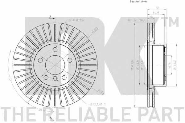 NK 3115104 Front brake disc ventilated 3115104: Buy near me in Poland at 2407.PL - Good price!