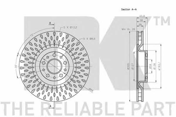 NK 312366 Front brake disc ventilated 312366: Buy near me in Poland at 2407.PL - Good price!