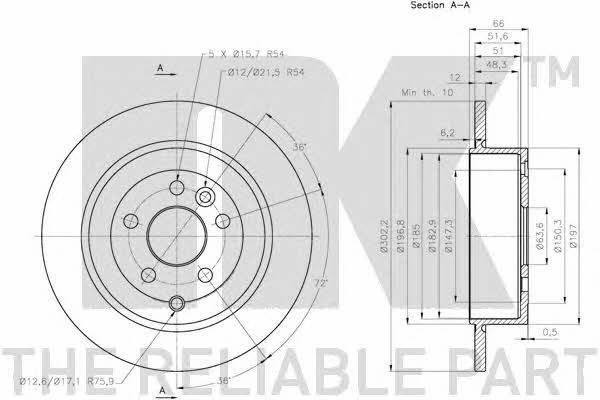 NK 314031 Тормозной диск задний невентилируемый 314031: Отличная цена - Купить в Польше на 2407.PL!