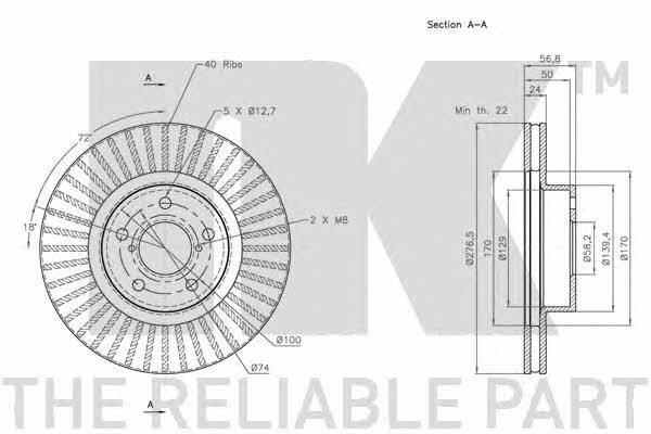 NK 314406 Front brake disc ventilated 314406: Buy near me at 2407.PL in Poland at an Affordable price!