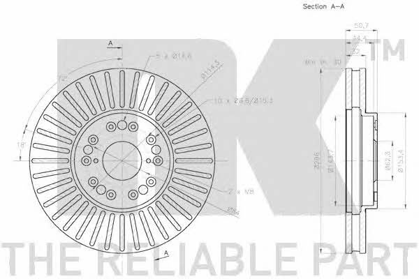 NK 2045165 Front brake disc ventilated 2045165: Buy near me in Poland at 2407.PL - Good price!
