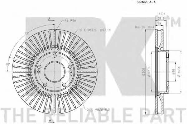 NK 313433 Front brake disc ventilated 313433: Buy near me in Poland at 2407.PL - Good price!