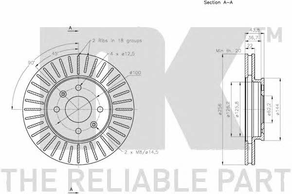 NK 313537 Front brake disc ventilated 313537: Buy near me in Poland at 2407.PL - Good price!