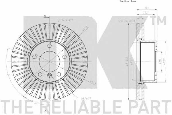 NK 3133121 Front brake disc ventilated 3133121: Buy near me in Poland at 2407.PL - Good price!