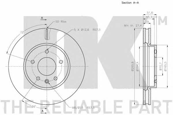 NK 313666 Front brake disc ventilated 313666: Buy near me in Poland at 2407.PL - Good price!