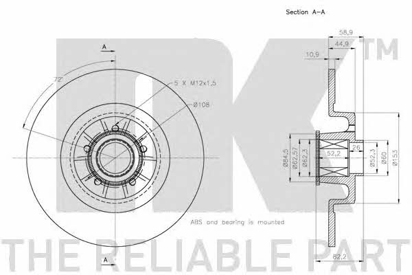 NK 313952 Bremsscheibe hinten, unbelüftet 313952: Kaufen Sie zu einem guten Preis in Polen bei 2407.PL!