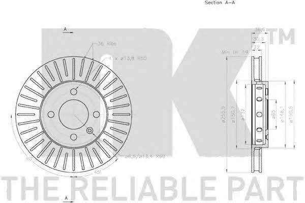 NK 3147157 Front brake disc ventilated 3147157: Buy near me in Poland at 2407.PL - Good price!