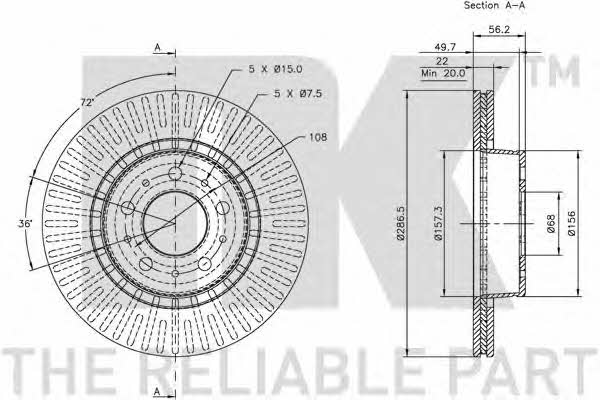 NK 314826 Innenbelüftete Bremsscheibe vorne 314826: Kaufen Sie zu einem guten Preis in Polen bei 2407.PL!