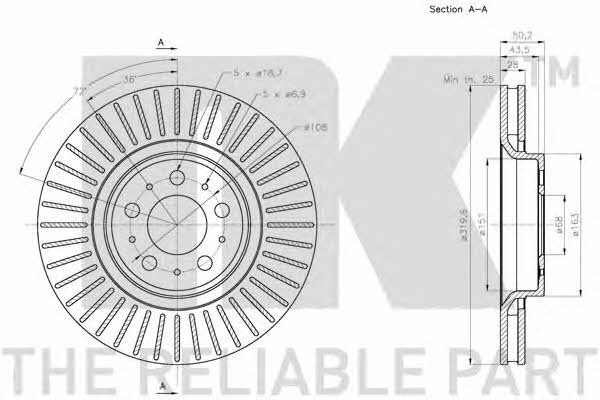 NK 314862 Front brake disc ventilated 314862: Buy near me in Poland at 2407.PL - Good price!