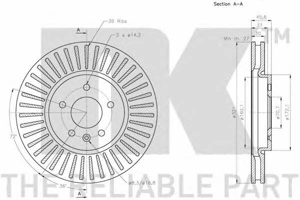 NK 203675 Тормозной диск передний вентилируемый 203675: Отличная цена - Купить в Польше на 2407.PL!
