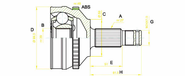 Open parts CVJ5222.10 Шарнір рівних кутових швидкостей (ШРКШ) CVJ522210: Приваблива ціна - Купити у Польщі на 2407.PL!