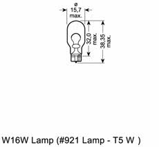 Лампа накаливания W16W 12V 16W Osram 921