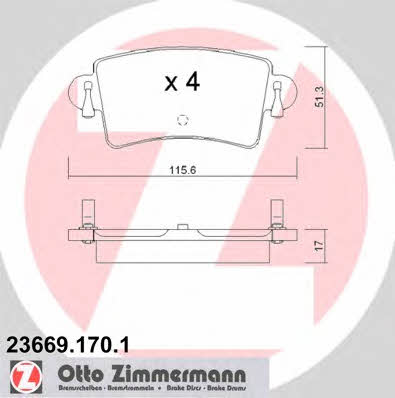 Otto Zimmermann 23669.170.1 Scheibenbremsbeläge, Set 236691701: Bestellen Sie in Polen zu einem guten Preis bei 2407.PL!