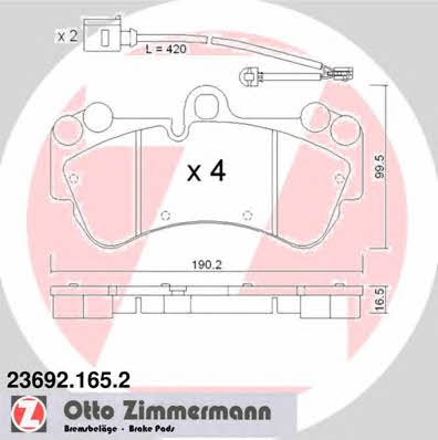 Otto Zimmermann 23692.165.2 Тормозные колодки дисковые, комплект 236921652: Отличная цена - Купить в Польше на 2407.PL!