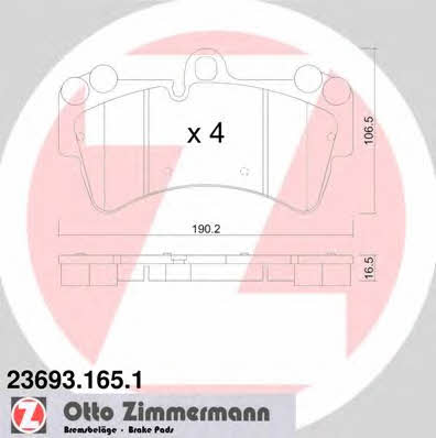 Otto Zimmermann 23693.165.1 Гальмівні колодки, комплект 236931651: Купити у Польщі - Добра ціна на 2407.PL!