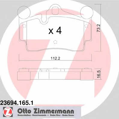 Otto Zimmermann 23694.165.1 Scheibenbremsbeläge, Set 236941651: Kaufen Sie zu einem guten Preis in Polen bei 2407.PL!