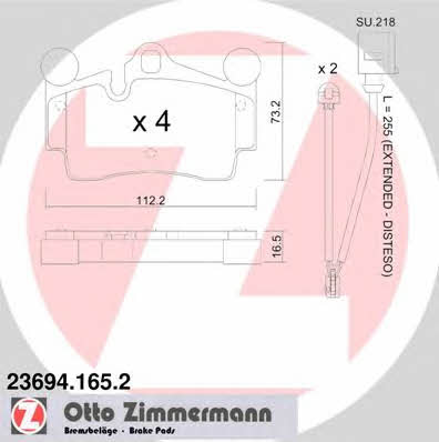 Otto Zimmermann 23694.165.2 Brake Pad Set, disc brake 236941652: Buy near me at 2407.PL in Poland at an Affordable price!