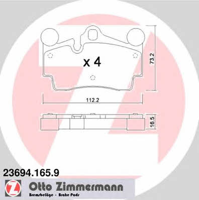 Otto Zimmermann 23694.165.9 Brake Pad Set, disc brake 236941659: Buy near me in Poland at 2407.PL - Good price!