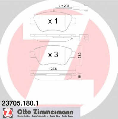 Otto Zimmermann 23705.180.1 Тормозные колодки дисковые, комплект 237051801: Отличная цена - Купить в Польше на 2407.PL!