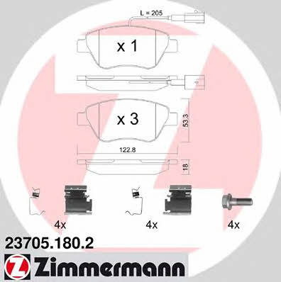 Otto Zimmermann 23705.180.2 Тормозные колодки дисковые, комплект 237051802: Купить в Польше - Отличная цена на 2407.PL!