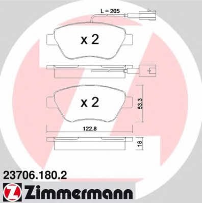 Otto Zimmermann 23706.180.2 Brake Pad Set, disc brake 237061802: Buy near me in Poland at 2407.PL - Good price!
