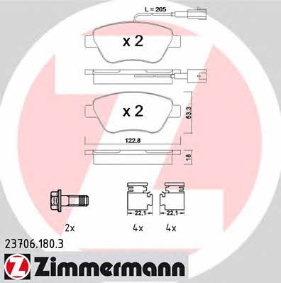 Otto Zimmermann 23706.180.3 Тормозные колодки дисковые, комплект 237061803: Отличная цена - Купить в Польше на 2407.PL!
