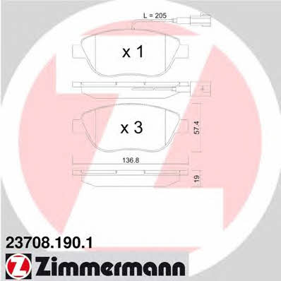 Otto Zimmermann 23708.190.1 Brake Pad Set, disc brake 237081901: Buy near me in Poland at 2407.PL - Good price!