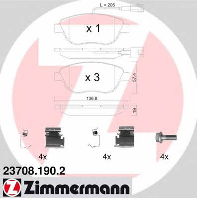 Otto Zimmermann 23708.190.2 Тормозные колодки дисковые, комплект 237081902: Отличная цена - Купить в Польше на 2407.PL!
