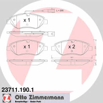 Otto Zimmermann 23711.190.1 Тормозные колодки дисковые, комплект 237111901: Отличная цена - Купить в Польше на 2407.PL!