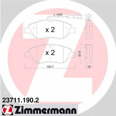 Otto Zimmermann 23711.190.2 Brake Pad Set, disc brake 237111902: Buy near me in Poland at 2407.PL - Good price!