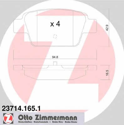Otto Zimmermann 23714.165.1 Brake Pad Set, disc brake 237141651: Buy near me at 2407.PL in Poland at an Affordable price!