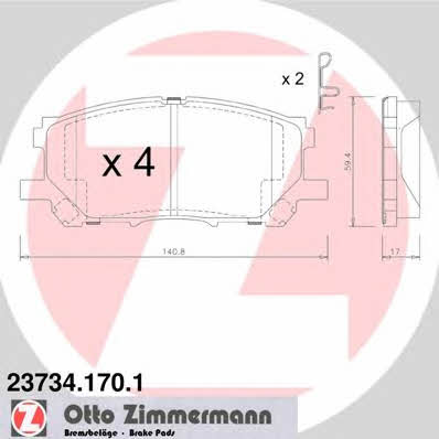 Otto Zimmermann 23734.170.1 Scheibenbremsbeläge, Set 237341701: Kaufen Sie zu einem guten Preis in Polen bei 2407.PL!