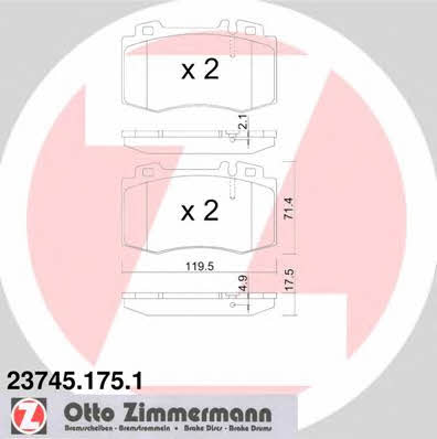 Otto Zimmermann 23745.175.1 Scheibenbremsbeläge, Set 237451751: Kaufen Sie zu einem guten Preis in Polen bei 2407.PL!