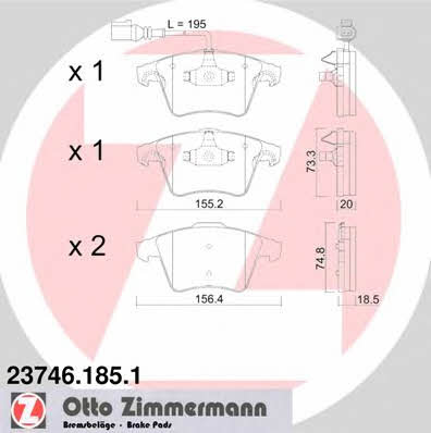 Otto Zimmermann 23746.185.1 Brake Pad Set, disc brake 237461851: Buy near me in Poland at 2407.PL - Good price!