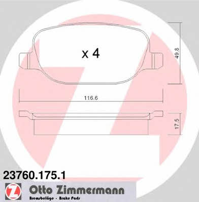 Otto Zimmermann 23760.175.1 Klocki hamulcowe, zestaw 237601751: Dobra cena w Polsce na 2407.PL - Kup Teraz!