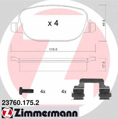 Otto Zimmermann 23760.175.2 Brake Pad Set, disc brake 237601752: Buy near me at 2407.PL in Poland at an Affordable price!