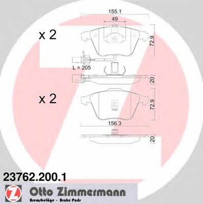 Otto Zimmermann 23762.200.1 Brake Pad Set, disc brake 237622001: Buy near me in Poland at 2407.PL - Good price!