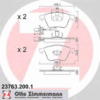 Otto Zimmermann 23763.200.1 Тормозные колодки дисковые, комплект 237632001: Отличная цена - Купить в Польше на 2407.PL!