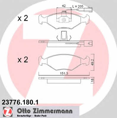 Otto Zimmermann 23776.180.1 Тормозные колодки дисковые, комплект 237761801: Отличная цена - Купить в Польше на 2407.PL!