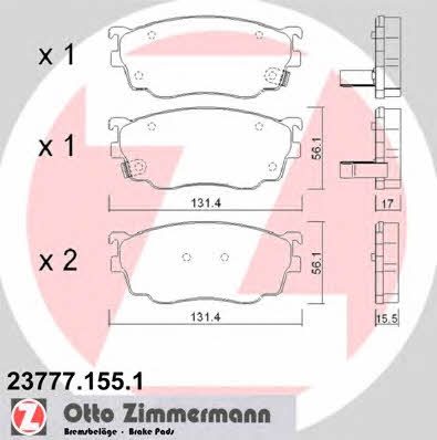 Otto Zimmermann 23777.155.1 Тормозные колодки дисковые, комплект 237771551: Отличная цена - Купить в Польше на 2407.PL!