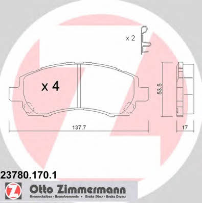 Otto Zimmermann 23780.170.1 Brake Pad Set, disc brake 237801701: Buy near me in Poland at 2407.PL - Good price!