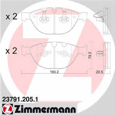 Otto Zimmermann 23791.205.1 Brake Pad Set, disc brake 237912051: Buy near me in Poland at 2407.PL - Good price!